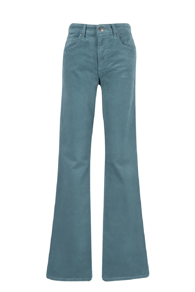 KUT: ANA HIGH RISE FLARE Corduroy - Lagoon Blue