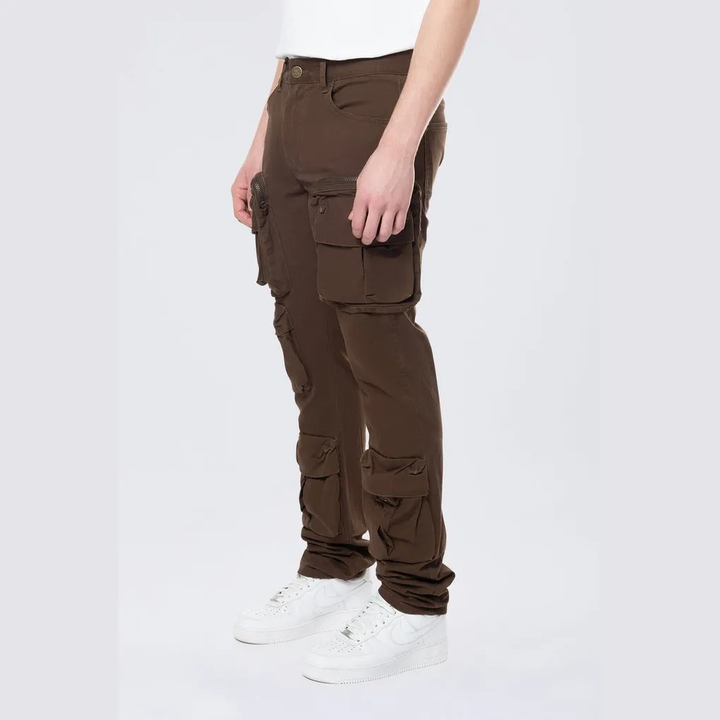 Long Slim 5 Pocket Cargo Twill Pants - Bison