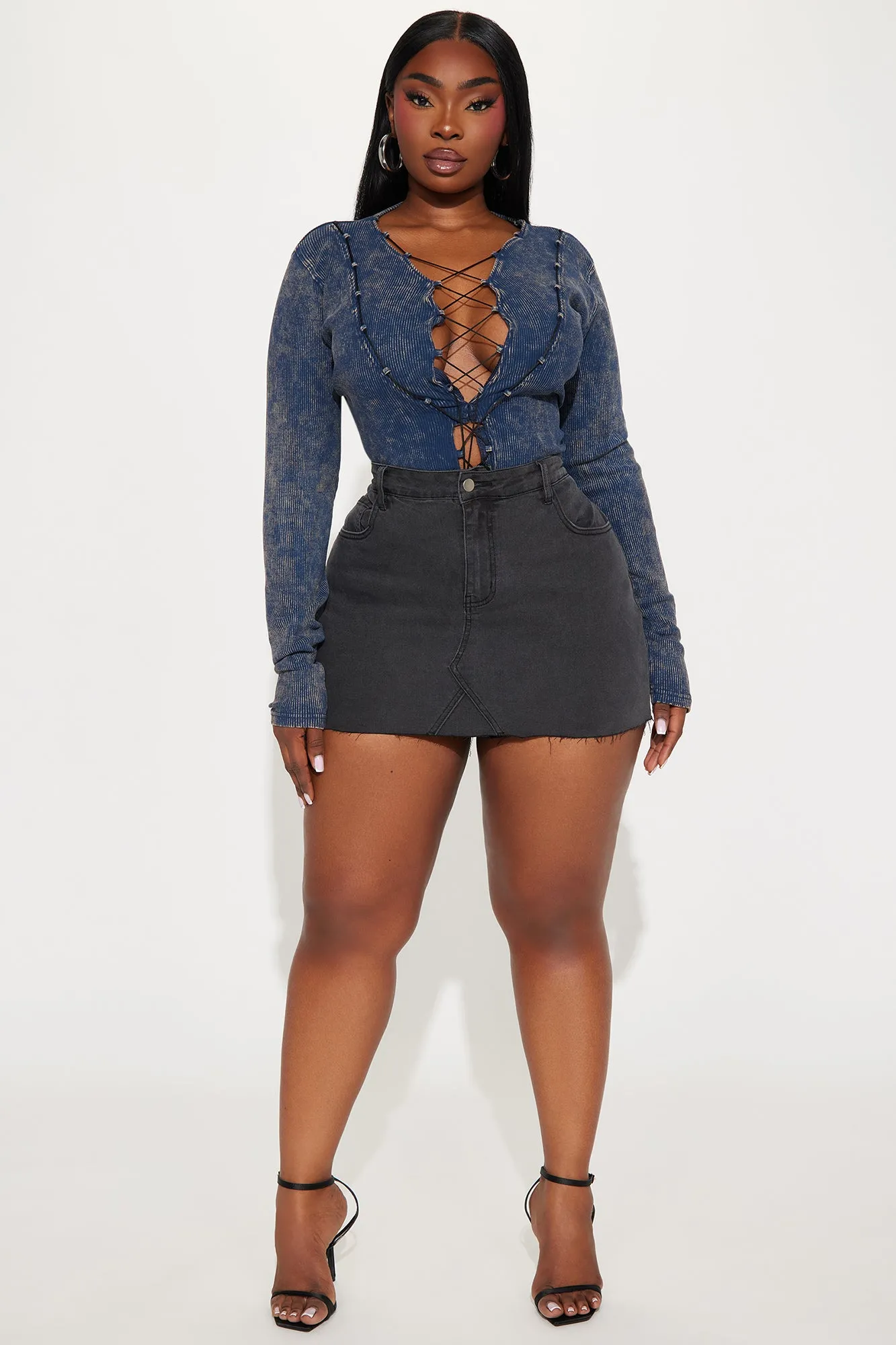 Love At First Sight Mini Denim Skort - Black