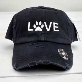 Love Paw Ponytail Washed Cotton Cap