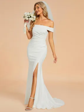 Maxi Long Side Split Wholesale Wedding Dresses With Off Shoulder