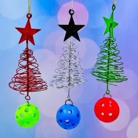 Micro Pickleball Christmas Tree Ornaments (Set of 3) | Pickleball Christmas Gifts And Decor