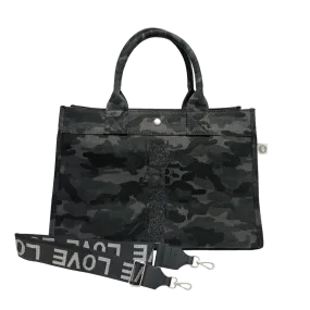 Monogram Stripe Midi East West Bag: Black Camouflage