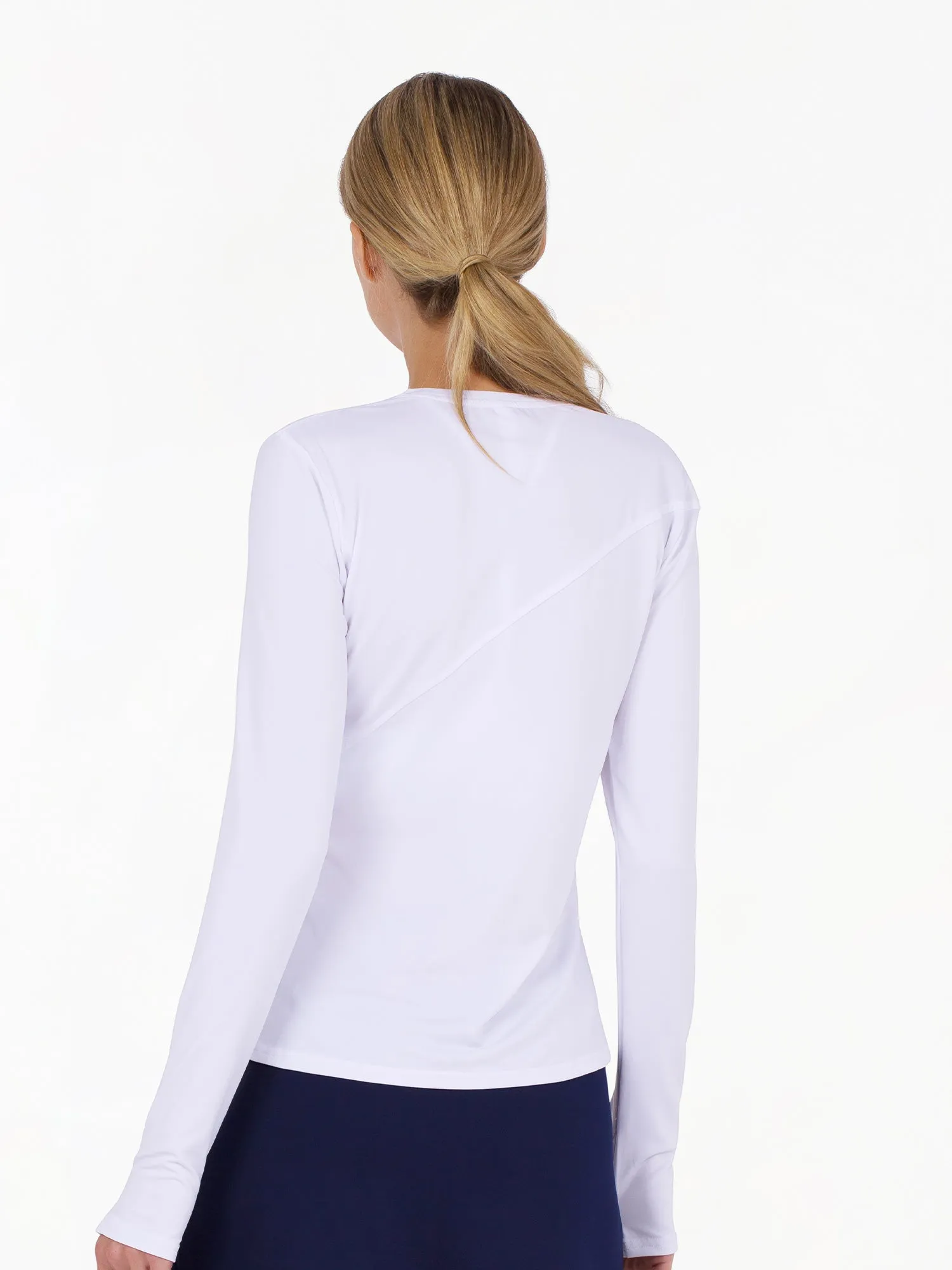 Parker Long Sleeve Crew Neck Top - White