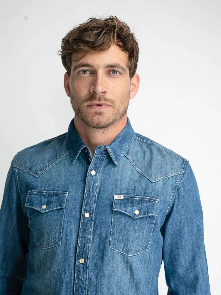 Petrol Denim Shirt in Light Indigo