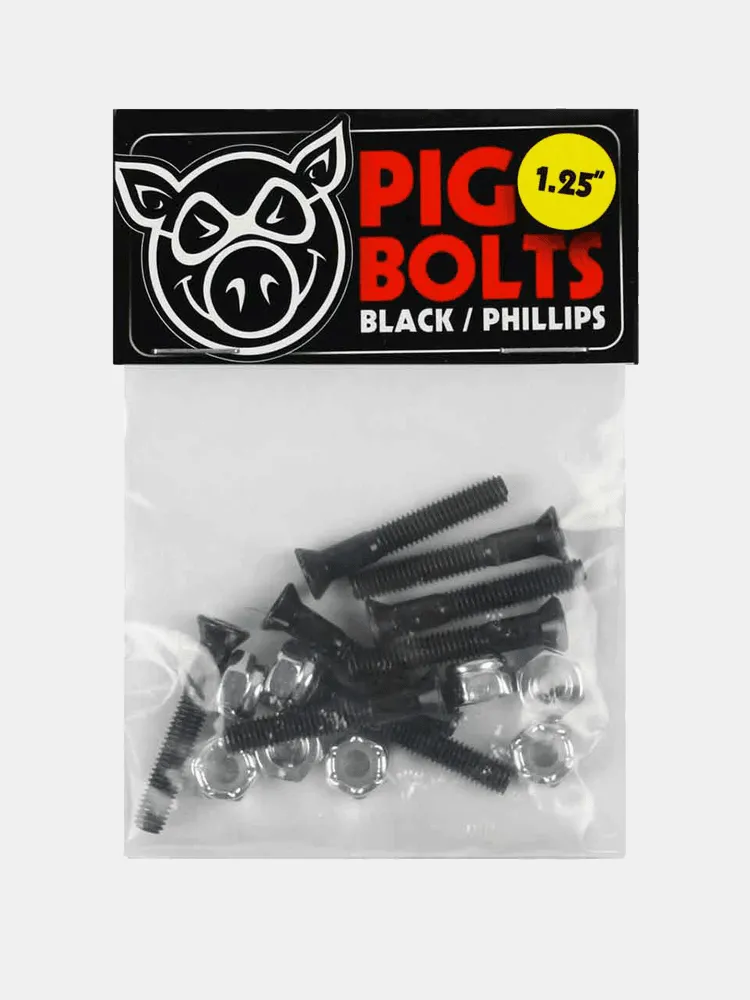 Pig Wheels Bolts 1.25 Phillips Bolts - Black