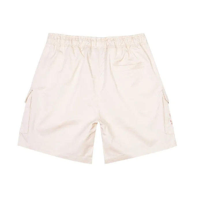 Printed Twill Workwear Shorts - Ecru