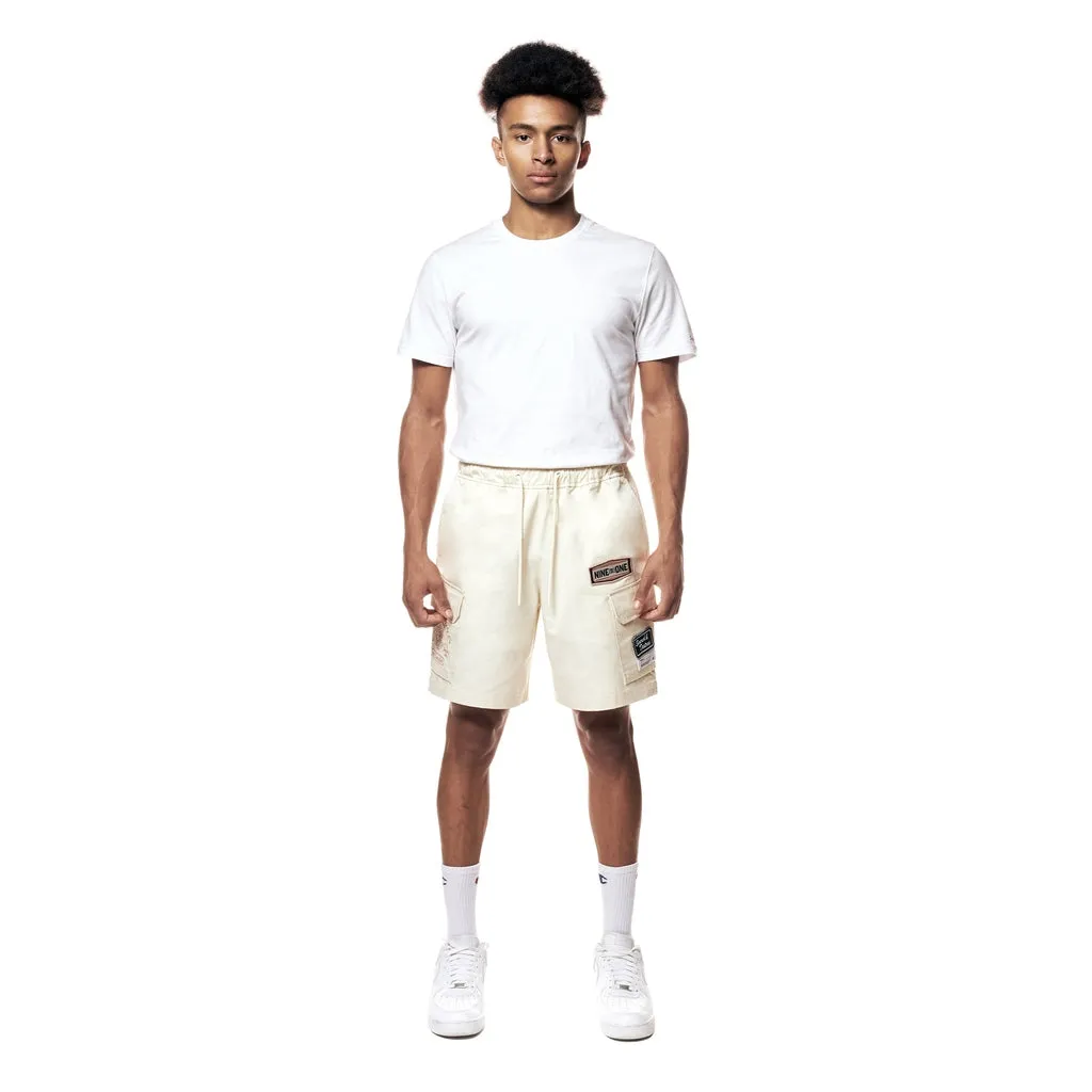 Printed Twill Workwear Shorts - Ecru