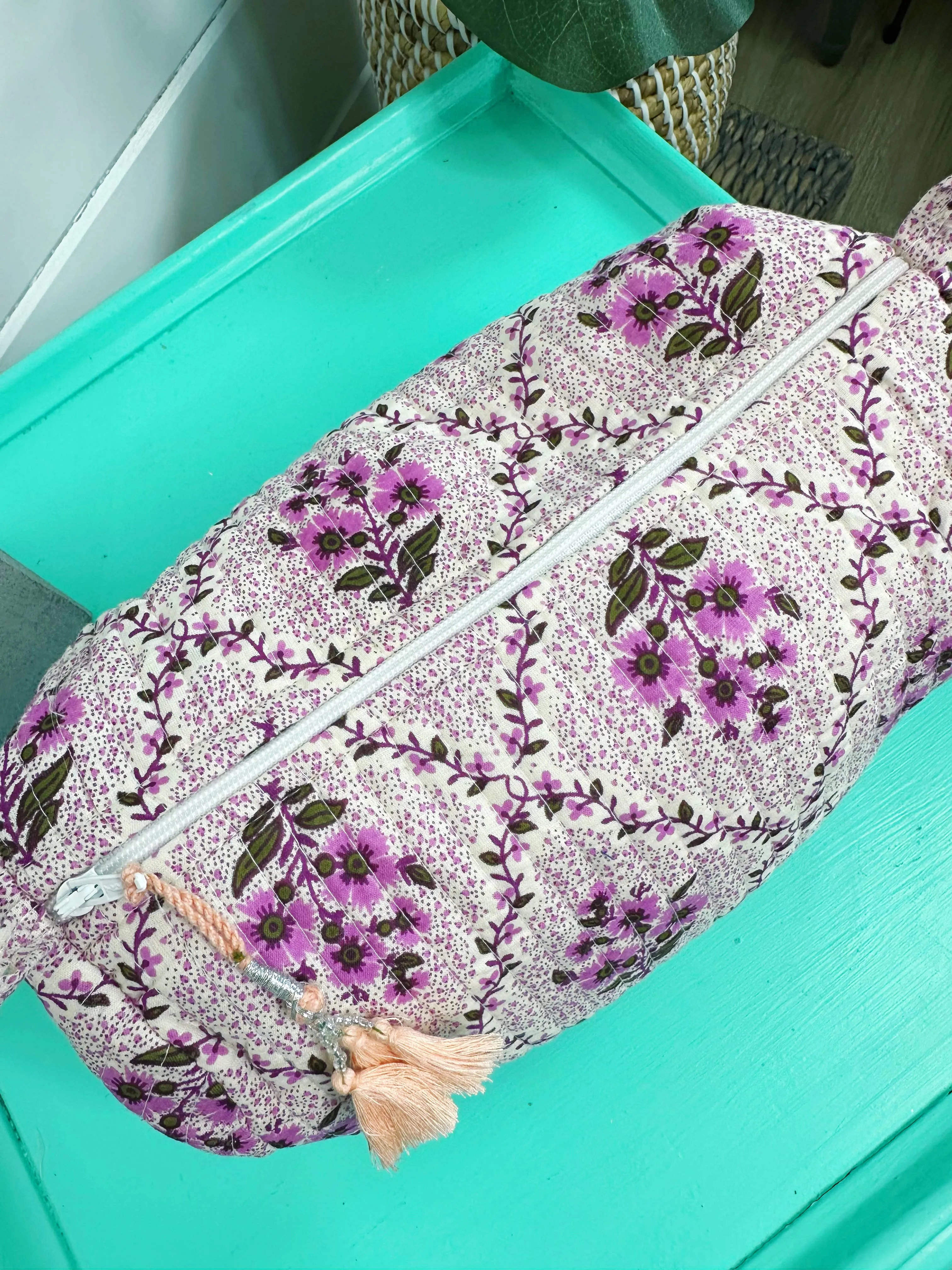 Purple Quilted Cosmetic Bag