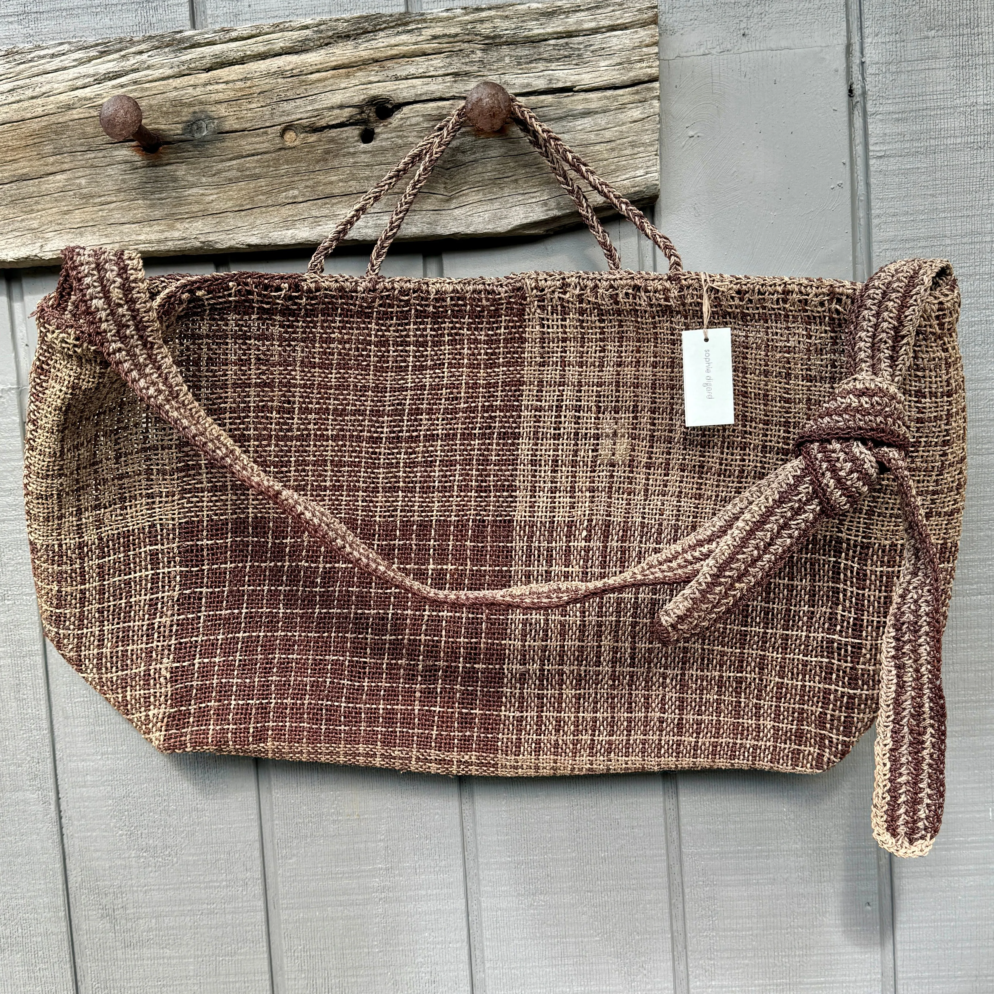 Raffia tote with cross body strap