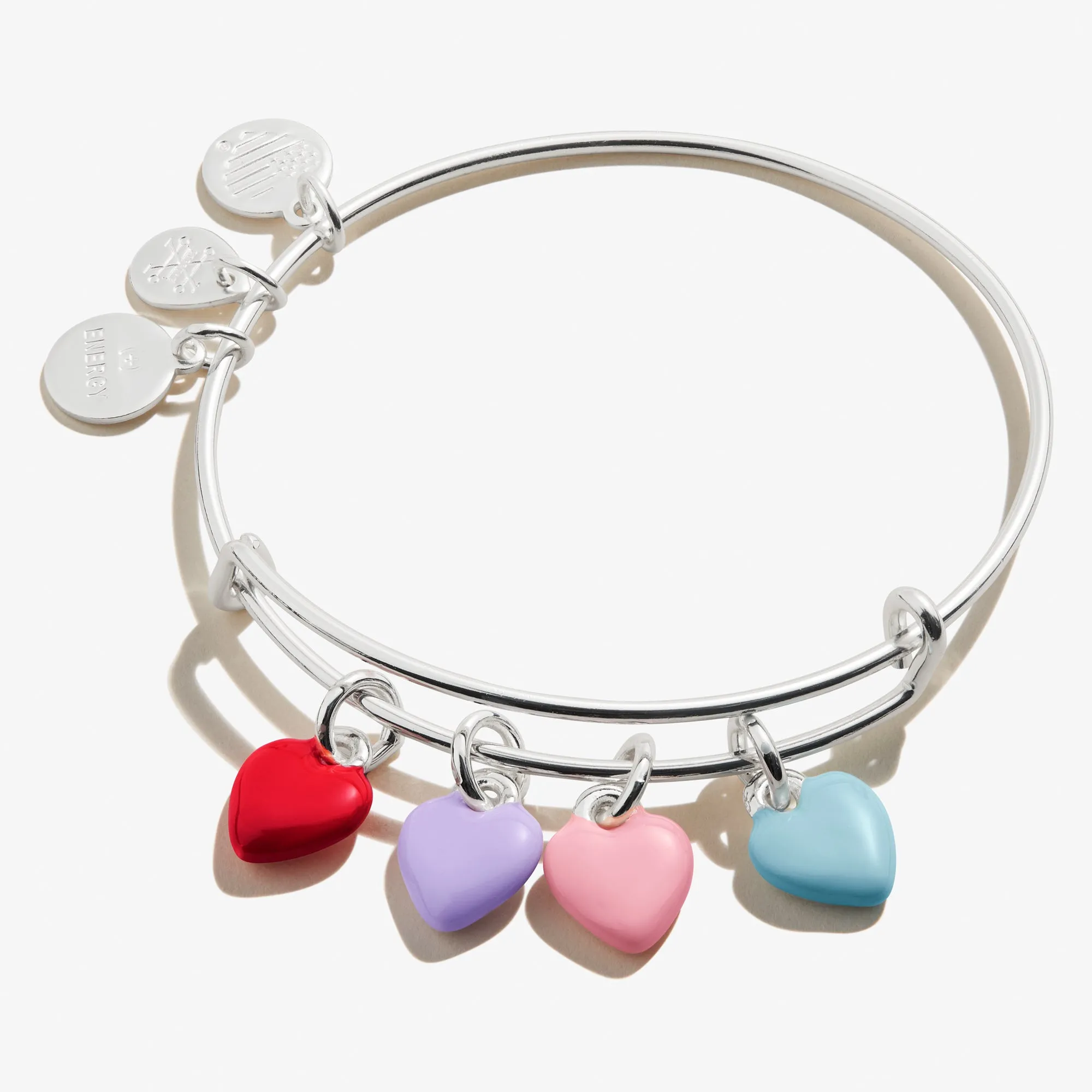 Rainbow Hearts Multi-Charm Bangle Bracelet