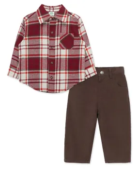 Red Plaid Woven Pant Set (12M-24M)