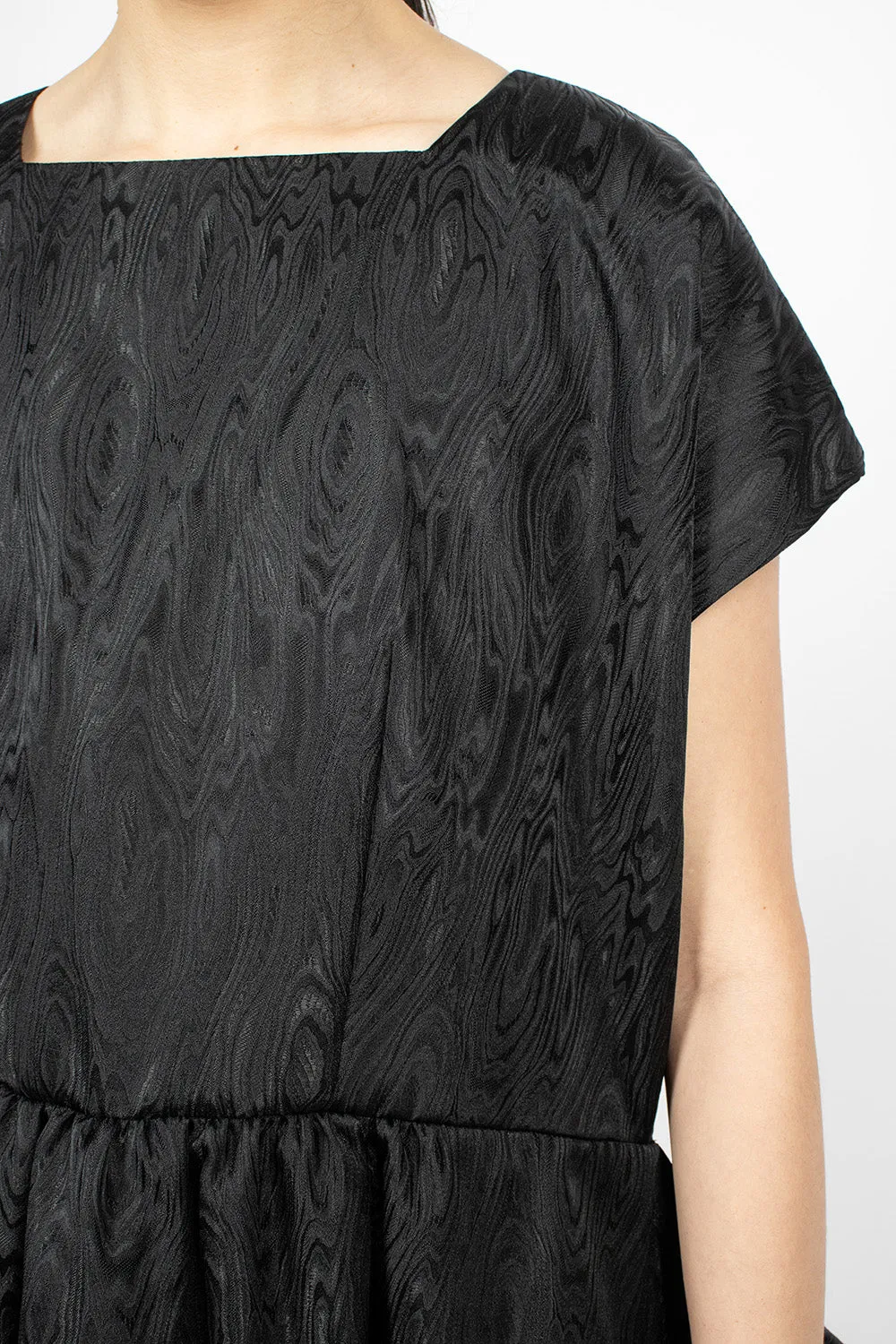 Ruffle Jacquard Dress Black