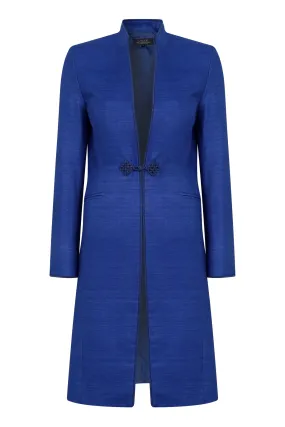 Sapphire Plain Raw Silk Dress Coat - Vicky