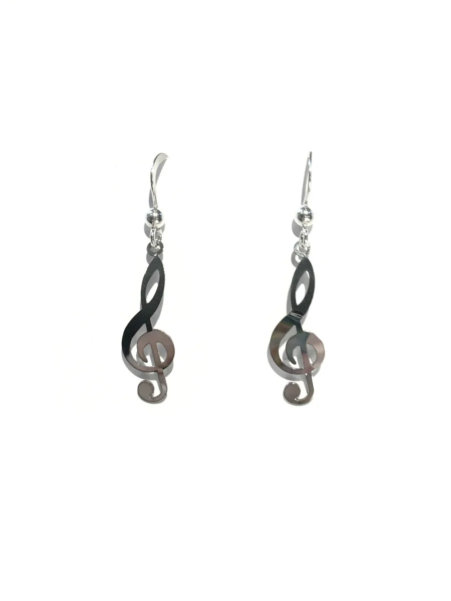 Silver Treble Clef Earrings by Sienna Sky