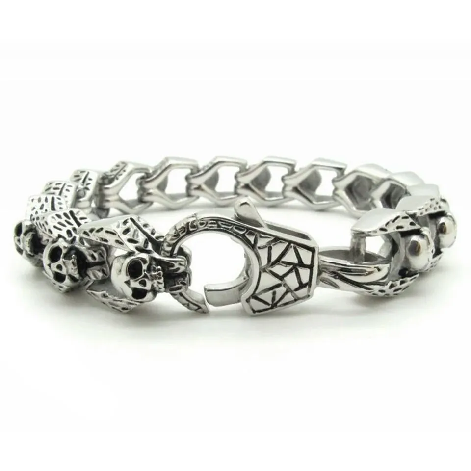 Stainless Steel Small  Skull Link  Bracelet