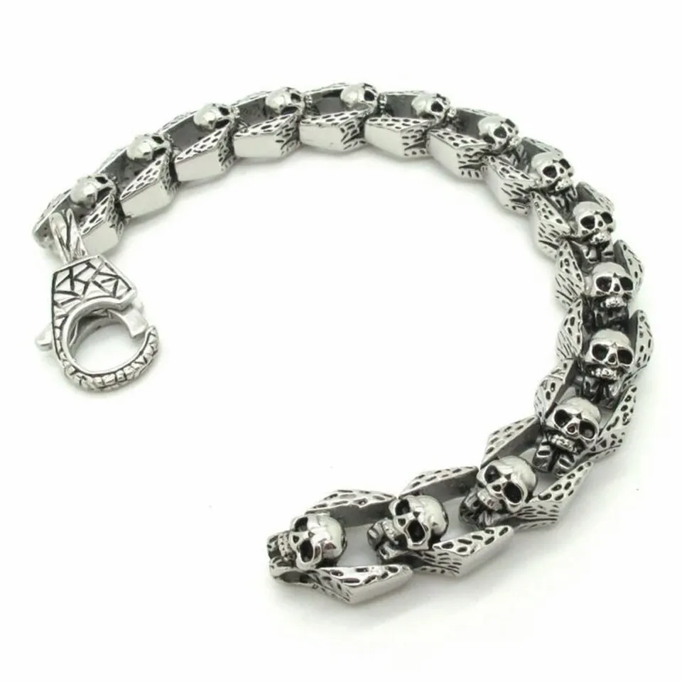 Stainless Steel Small  Skull Link  Bracelet