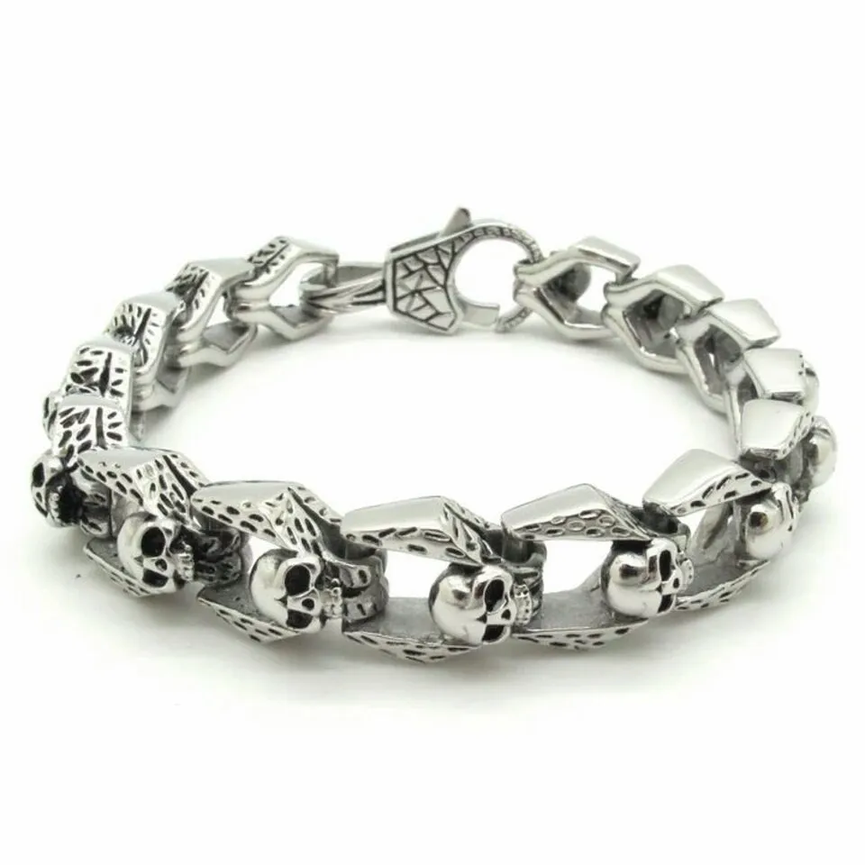 Stainless Steel Small  Skull Link  Bracelet