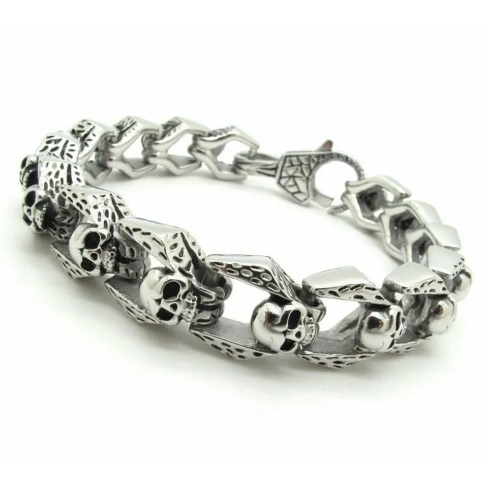 Stainless Steel Small  Skull Link  Bracelet