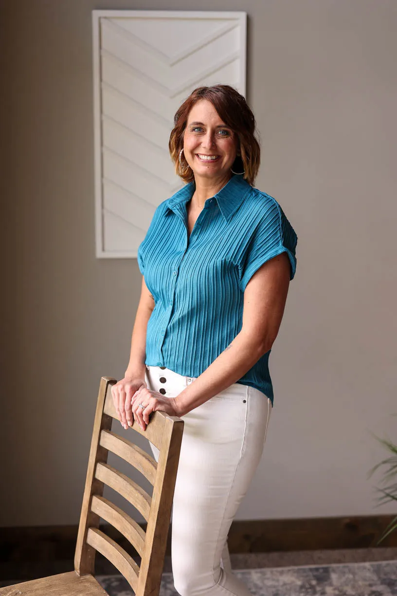 Teal Textured Button Up Shirt