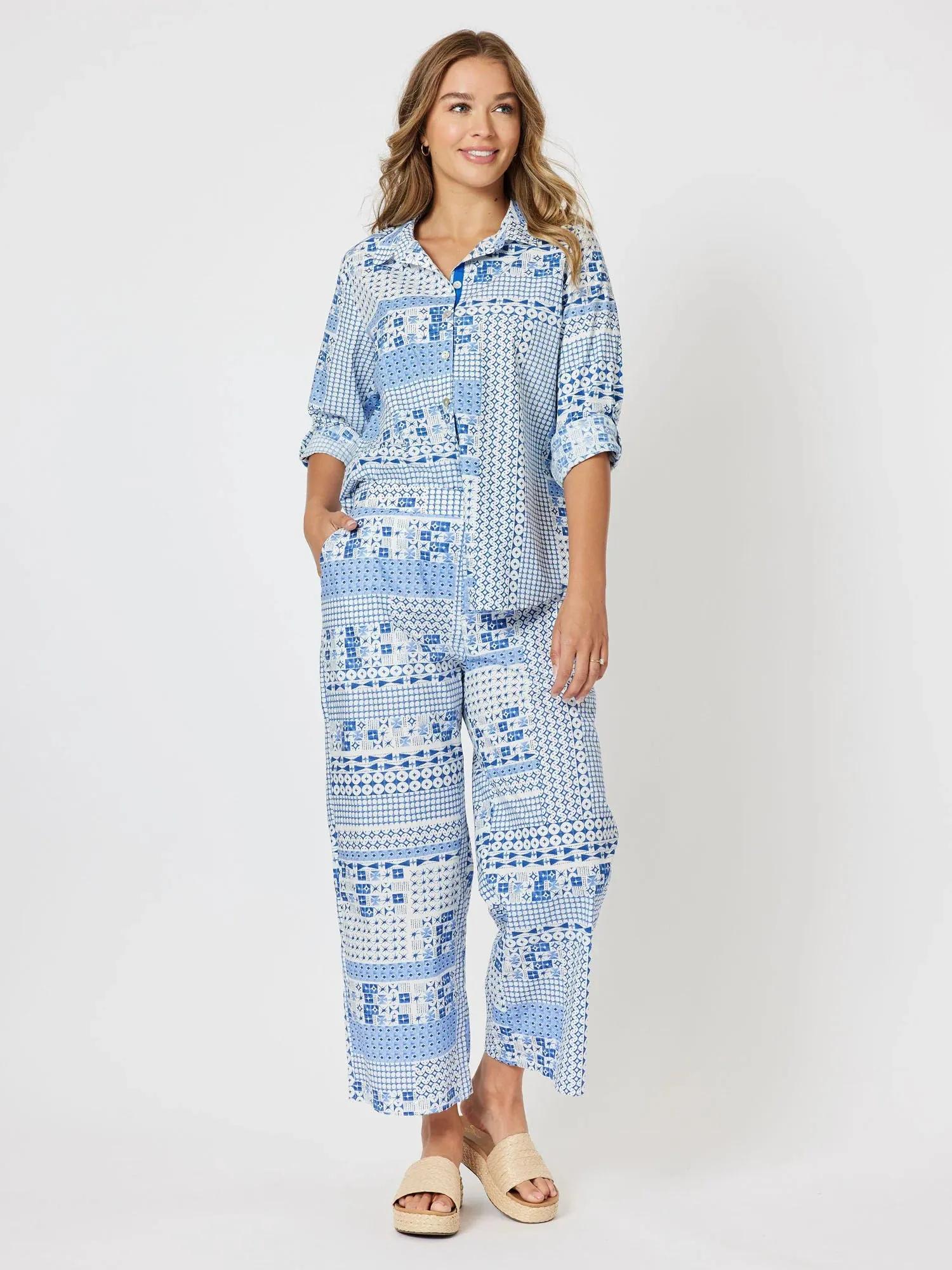 TH Mosaic Wide leg Blue Pant