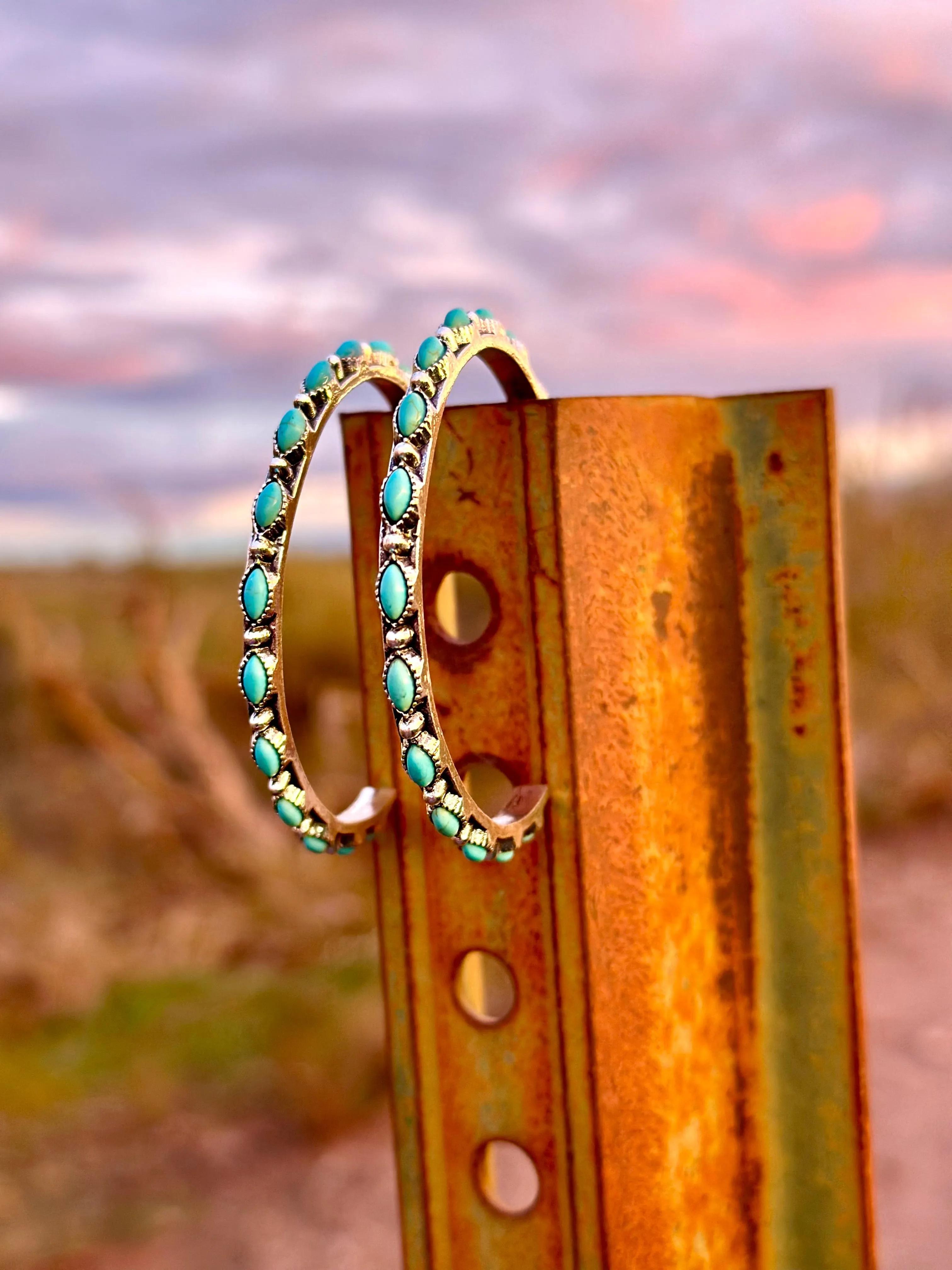 The Arizona Silver & Turquoise Hoop Earring