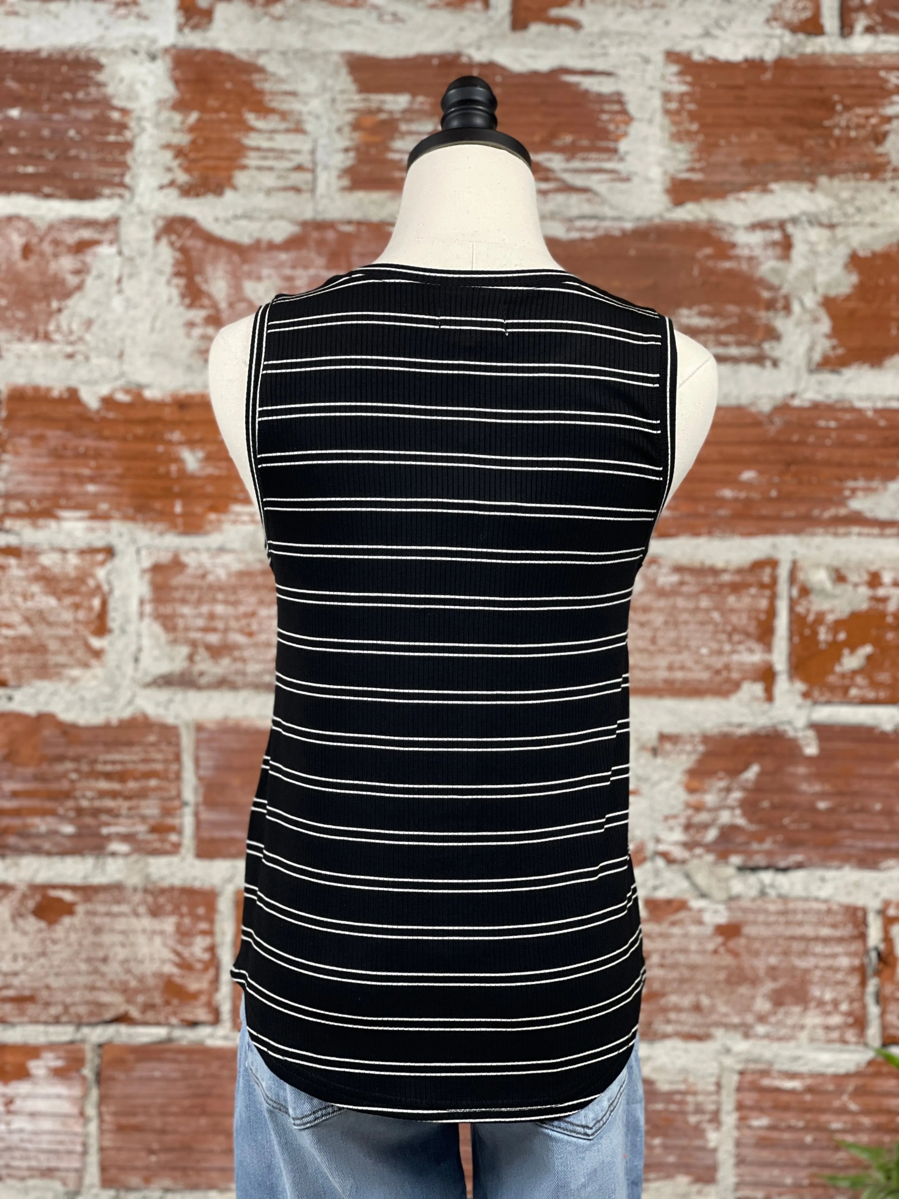 Thread & Supply Euclid Tank in Black Parchment Stripe