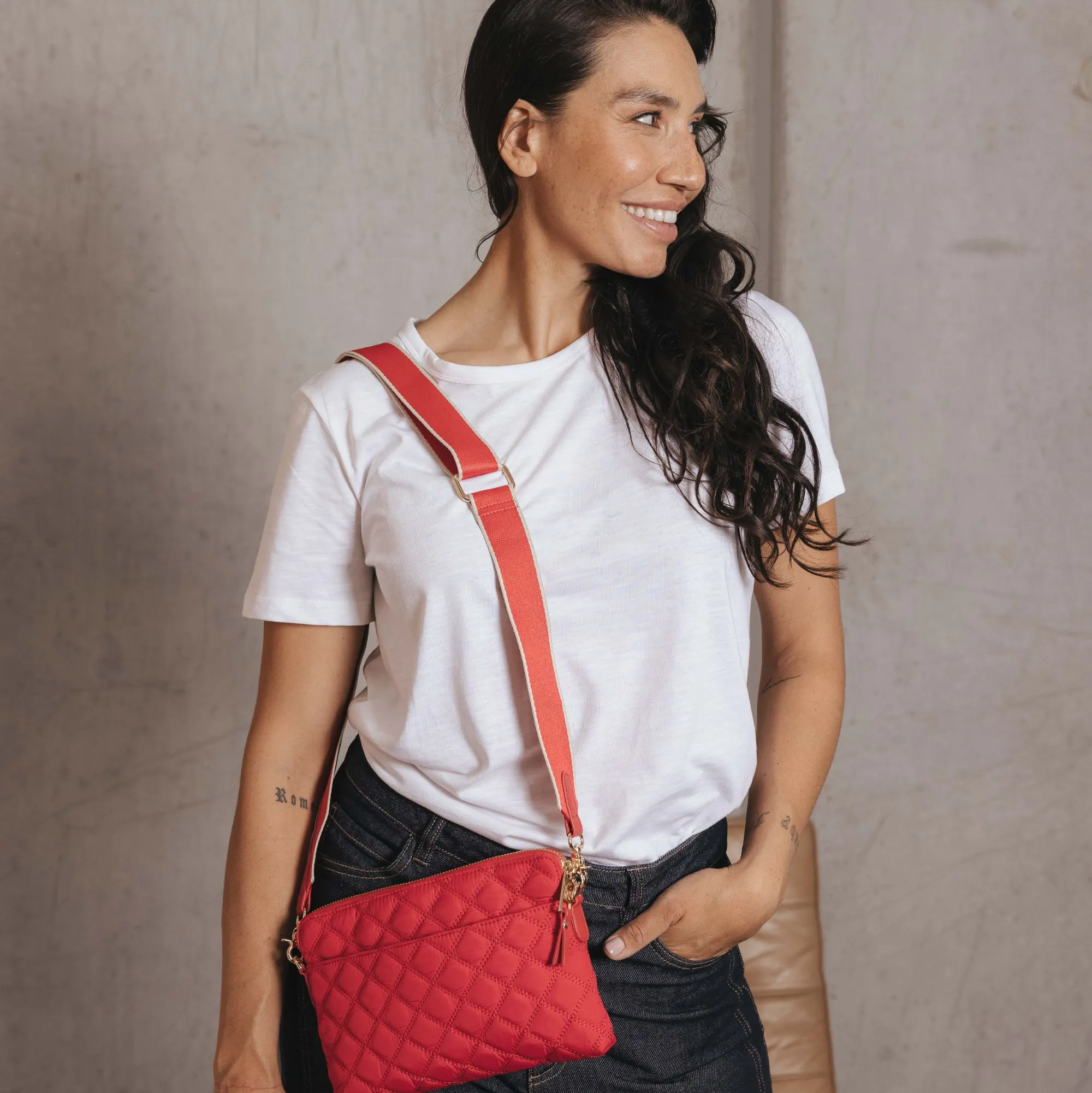 Tribeca Quilted Kiara Red Crossbody/Clutch