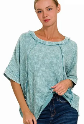 Washed Gauze Raglan Top