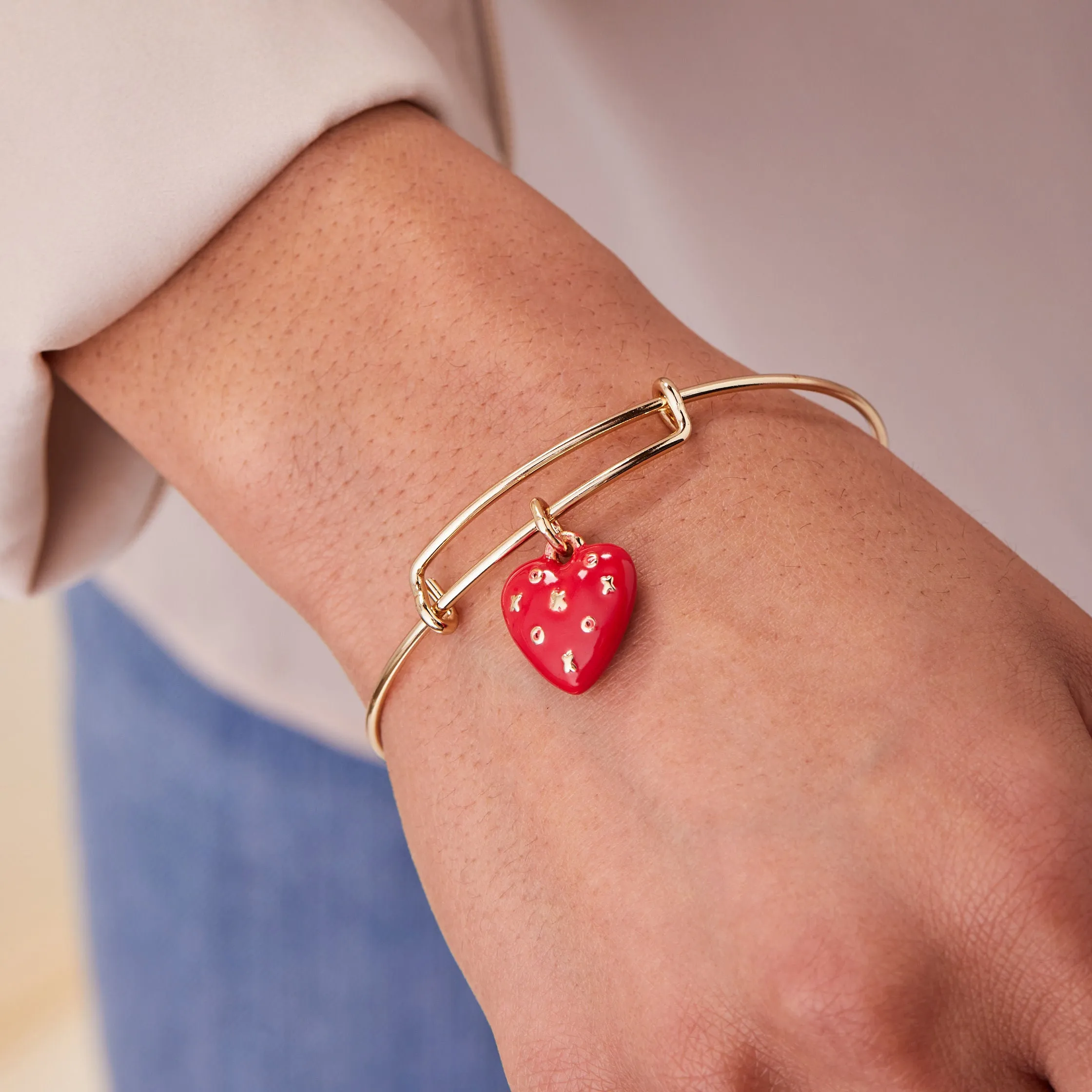 XOXO Heart Charm Bangle Bracelet